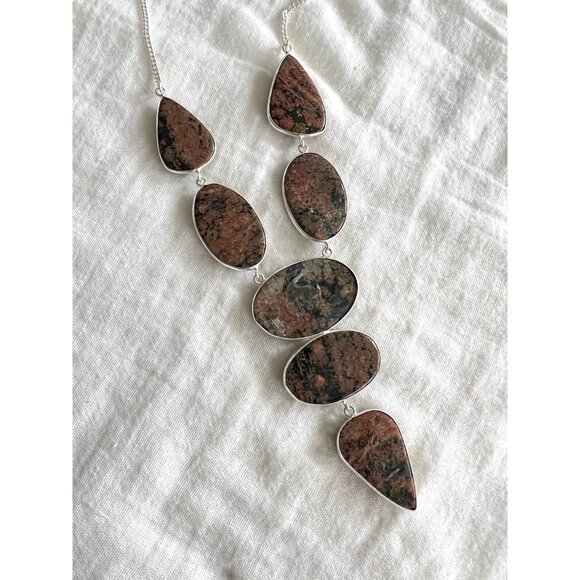 925 AURA! Red Snowflake Obsidian Statement Necklace! - Picture 10 of 11